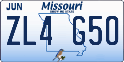 MO license plate ZL4G5O