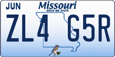 MO license plate ZL4G5R