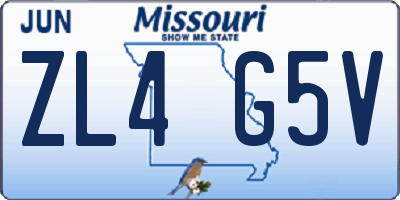 MO license plate ZL4G5V