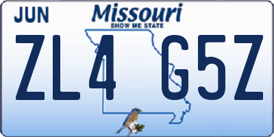 MO license plate ZL4G5Z