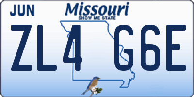 MO license plate ZL4G6E