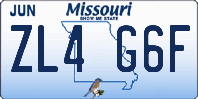 MO license plate ZL4G6F