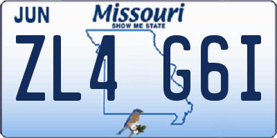 MO license plate ZL4G6I