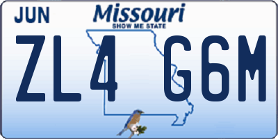 MO license plate ZL4G6M