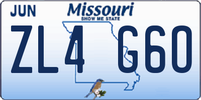 MO license plate ZL4G6O