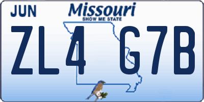 MO license plate ZL4G7B