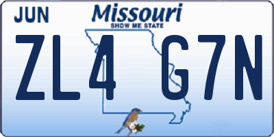 MO license plate ZL4G7N