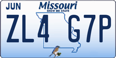 MO license plate ZL4G7P
