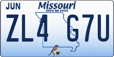 MO license plate ZL4G7U