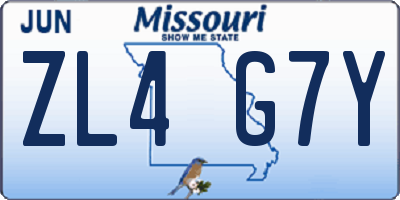 MO license plate ZL4G7Y
