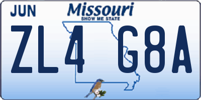 MO license plate ZL4G8A