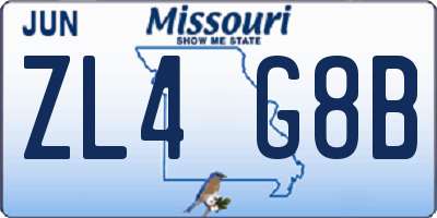 MO license plate ZL4G8B