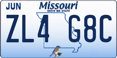 MO license plate ZL4G8C