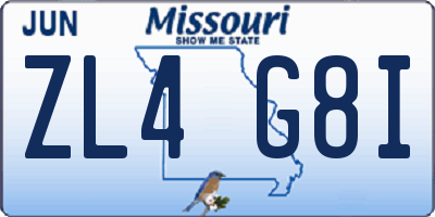 MO license plate ZL4G8I