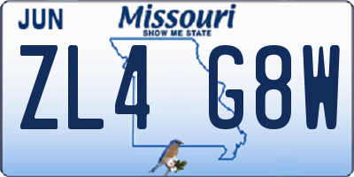 MO license plate ZL4G8W