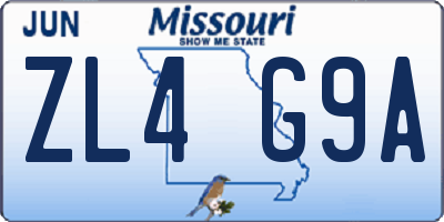 MO license plate ZL4G9A
