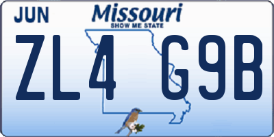 MO license plate ZL4G9B