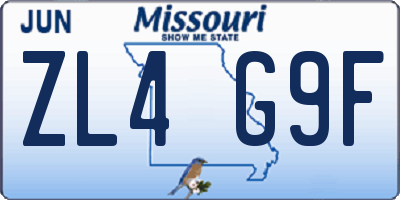 MO license plate ZL4G9F