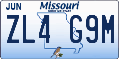 MO license plate ZL4G9M
