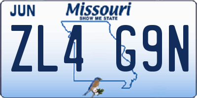MO license plate ZL4G9N