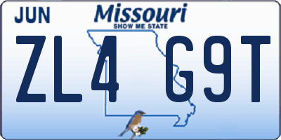 MO license plate ZL4G9T