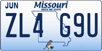 MO license plate ZL4G9U