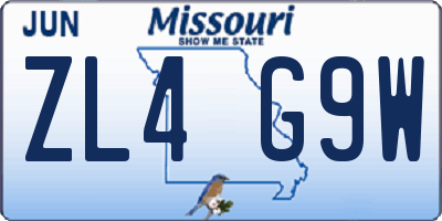 MO license plate ZL4G9W