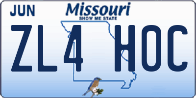MO license plate ZL4H0C