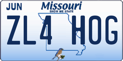 MO license plate ZL4H0G