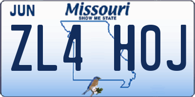 MO license plate ZL4H0J