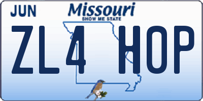 MO license plate ZL4H0P