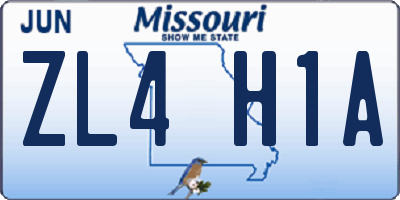 MO license plate ZL4H1A