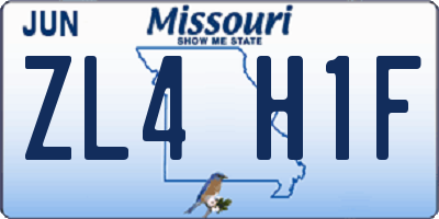 MO license plate ZL4H1F