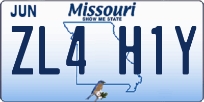MO license plate ZL4H1Y