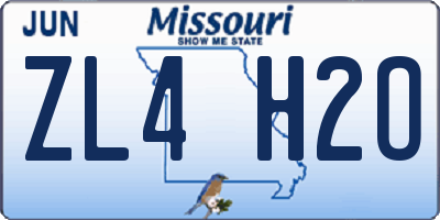 MO license plate ZL4H2O