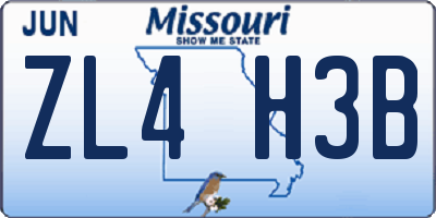 MO license plate ZL4H3B