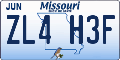 MO license plate ZL4H3F