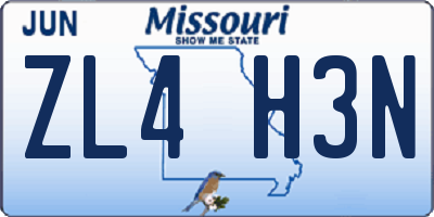 MO license plate ZL4H3N