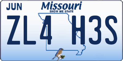 MO license plate ZL4H3S
