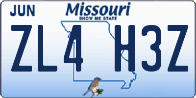 MO license plate ZL4H3Z