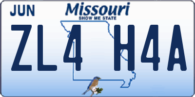 MO license plate ZL4H4A
