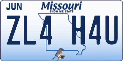 MO license plate ZL4H4U