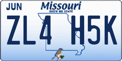 MO license plate ZL4H5K