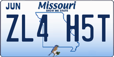 MO license plate ZL4H5T