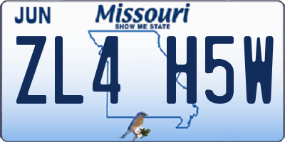 MO license plate ZL4H5W