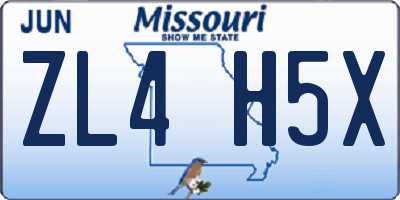 MO license plate ZL4H5X
