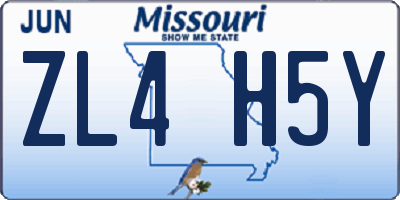 MO license plate ZL4H5Y