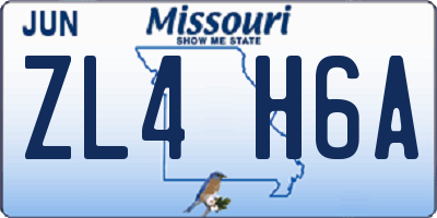 MO license plate ZL4H6A