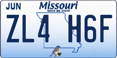 MO license plate ZL4H6F