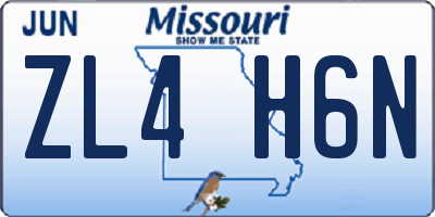 MO license plate ZL4H6N